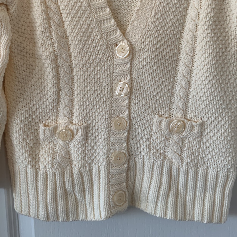 NWOT BANANA REPUBLIC Winter White Crochet Deep V-Neck Cardigan Sweater Size S - Picture 7 of 13